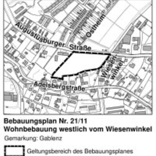 Rozhodnutí o vypracování a veřejném vystavení plánu rozvoje č. 21/11 (západně od Wiesenwinkelu): Žádáme o vaše připomínky!