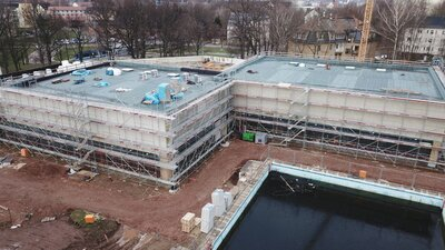 Arbeiten am Schwimmsportkomplex Bernsdorf - Februar 2023
