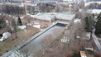 Arbeiten am Schwimmsportkomplex Bernsdorf - Februar 2023