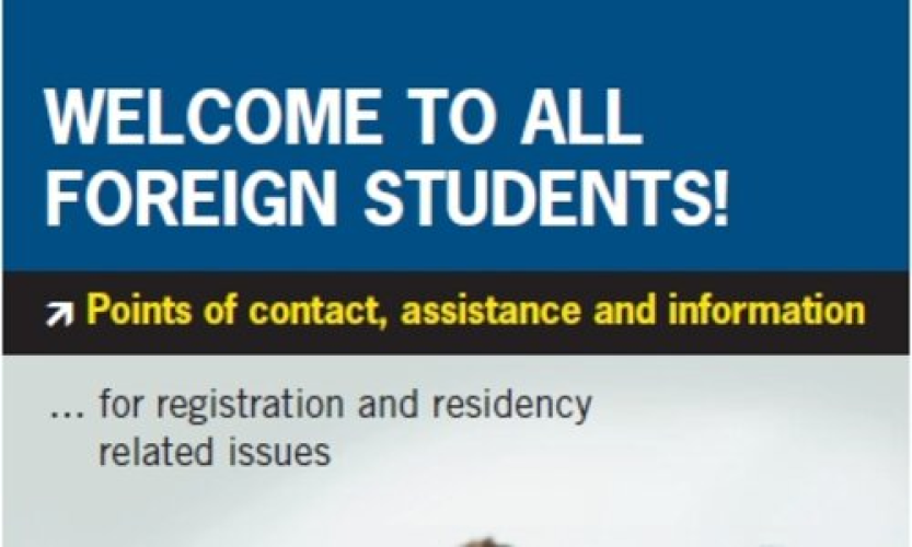 Leták "Vítejte všichni zahraniční studenti!"