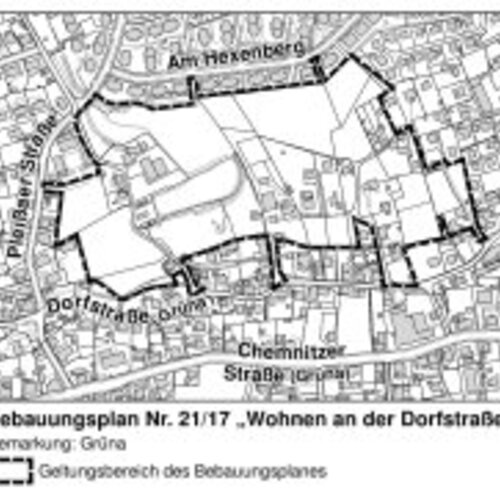 Včasná účast veřejnosti v rozvojovém plánu č. 21/17 Wohnen an der Dorfstraße: Podejte své připomínky!