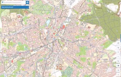Themenstadtplan der Stadt Chemnitz - Hintergrund: Stadtplan