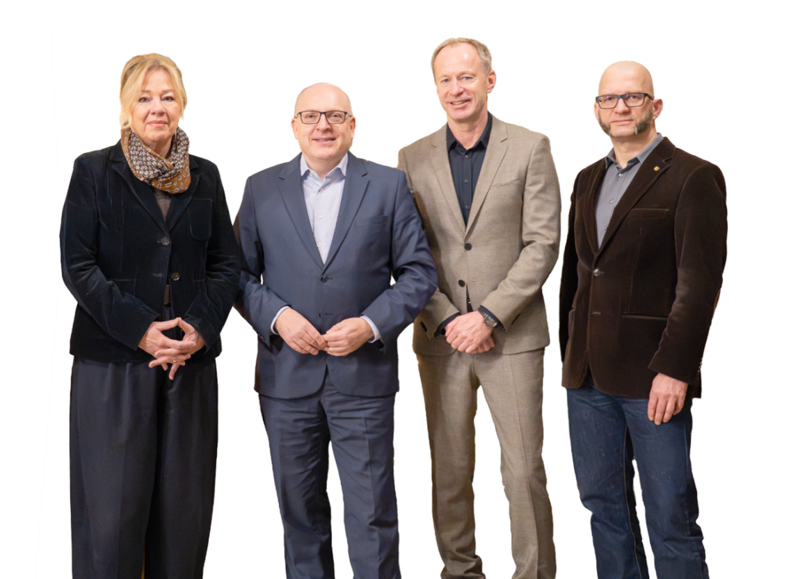 Bürgmeisterin Dagmar Ruscheinsky, Oberbürgermeister Sven Schulze, Bürgermeister Knut Kunze und Bürgermeister Thomas Kütter (vlnr.)