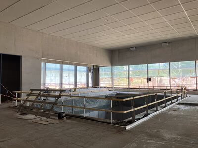 Das Sprungbecken vor Einbau des Sprungturms bzw. der Sprungbretter