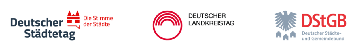 Logos: Deutscher Städtetag, Deutscher Landkreistag, Deutscher Städte- und Gemeindebund