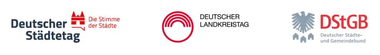 Logos: Deutscher St&auml;dtetag, Deutscher Landkreistag, Deutscher St&auml;dte- und Gemeindebund