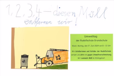 Plakat der Rudolfschule zum Müllsammeltag