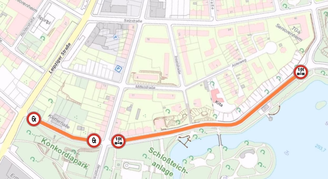 Tonnagebeschr&auml;nkung f&uuml;r Matthes- und Schlo&szlig;teichstra&szlig;e