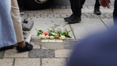 Die frisch verlegten Stolpersteine für Familie Rappel
