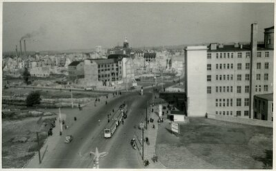 Vom Falkeplatz aus wurde die Zerstörung der Chemnitzer Innenstadt im zweiten Weltkrieg deutlich. Blick von der Zwickauer Straße um 1950.