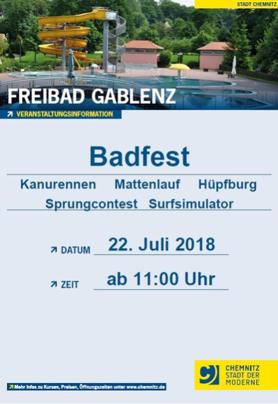 Plakat zum Badfest in Gablenz