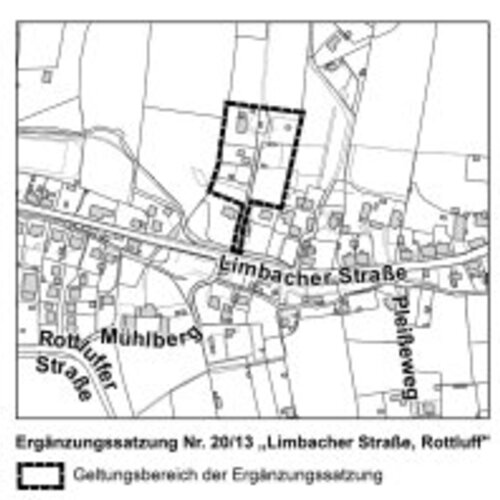 Zveřejnění na internetu k dodatkovým stanovám č. 20/13 "Limbacher Straße, Rottluff": Pošlete své připomínky!