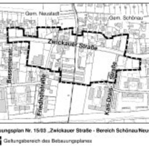 Včasná účast veřejnosti na plánu rozvoje č. 15/03 "Zwickauer Straße - oblast Schönau/Neustadt"