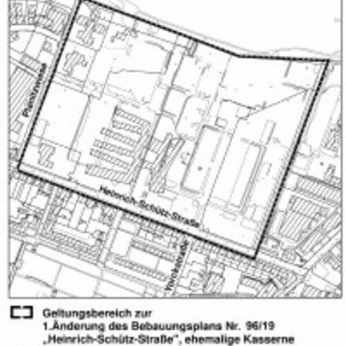 Veřejné vystavení 1. změny územního plánu č. 96/19 "Heinrich-Schütz-Straße, bývalá kasárna"