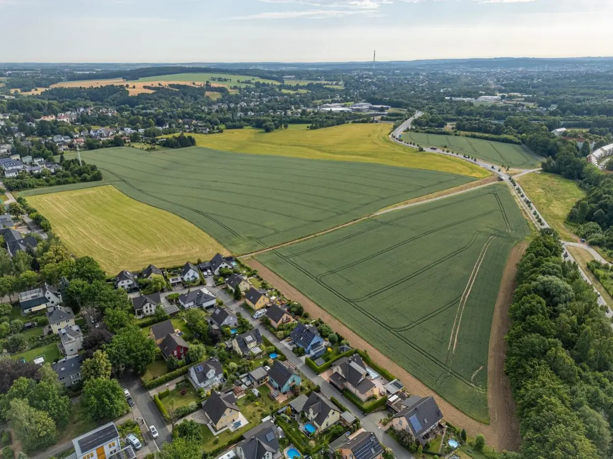 Luftbild des Areals in Rabenstein, wo der Innovationscampus entstehen soll