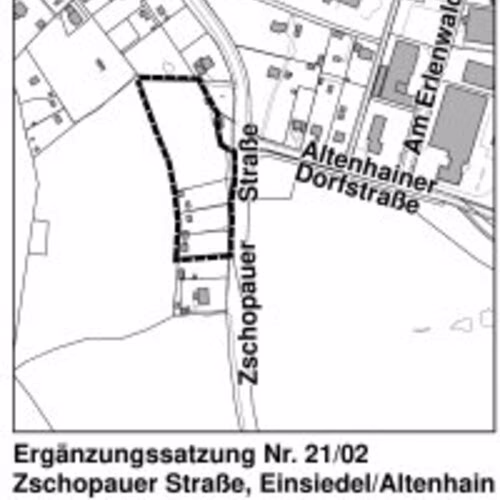 &Ouml;ffentliche Auslegung zur Erg&auml;nzungssatzung Nr. 21/02 &bdquo;Zschopauer Stra&szlig;e, Einsiedel/Altenhain&ldquo;: Geben Sie Ihre Anmerkungen dazu ab!