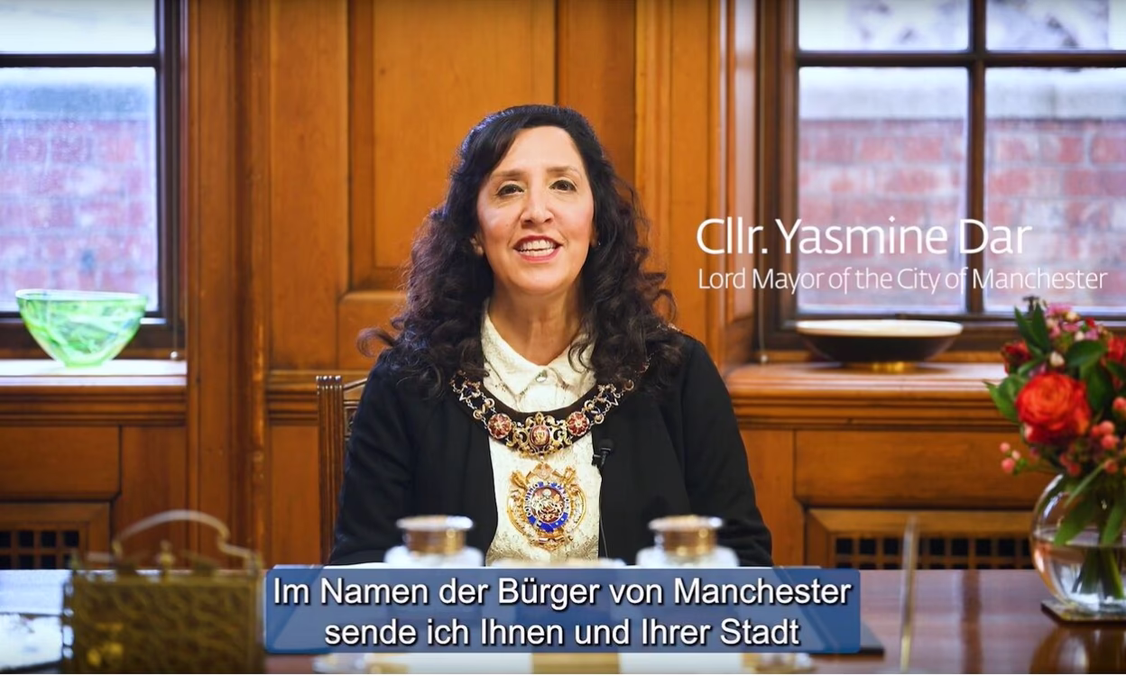Friedensbotschaft aus unserer Partnerstadt Manchester (Screenshot)