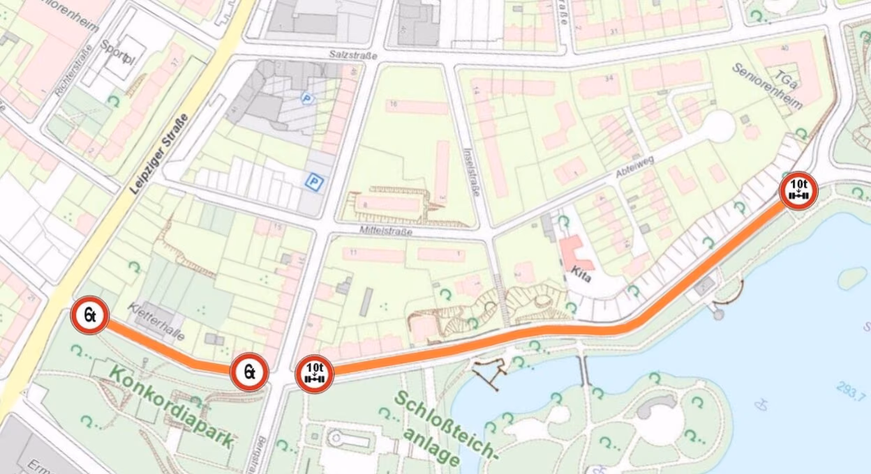 Tonnagebeschränkung für Matthes- und Schloßteichstraße