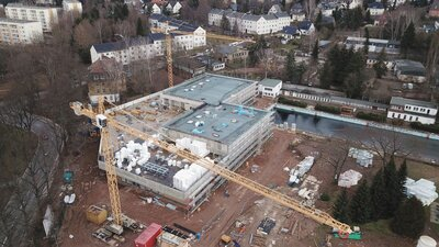 Arbeiten am Schwimmsportkomplex Bernsdorf - Februar 2023