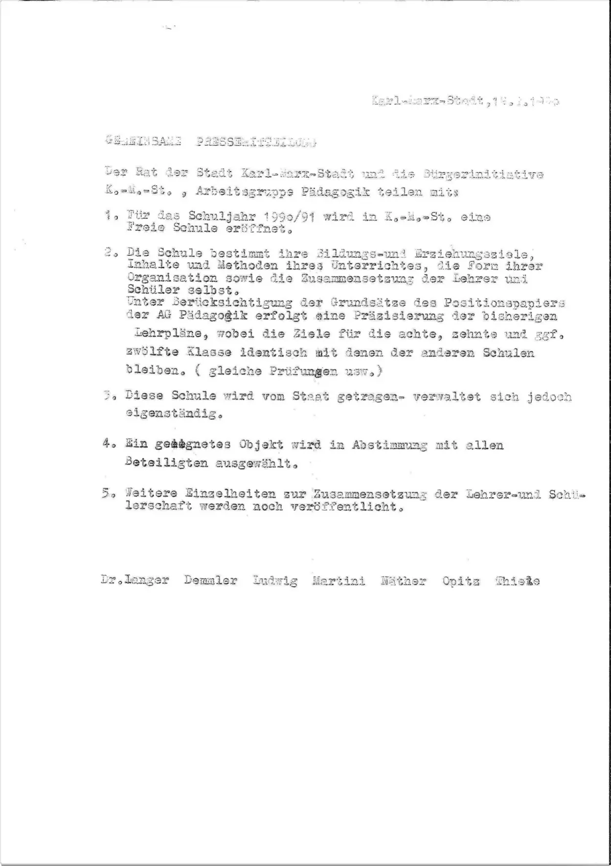 Gemeinsame Pressemitteilung zum Chemnitzer Schulmodell