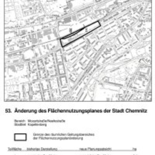 Včasná účast veřejnosti na 53. změně územního plánu města Chemnitz