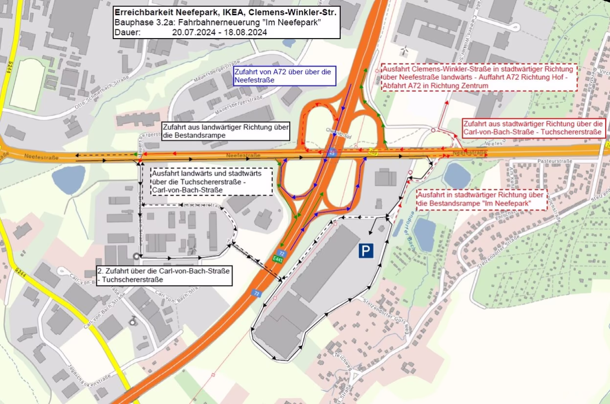 Fahrbahnerneuerung "Im Neefepark" unter der Br&uuml;cke vom Abzweig Clemens-Winkler-Stra&szlig;e bis an die Ampelkreuzung Rampe S&uuml;d