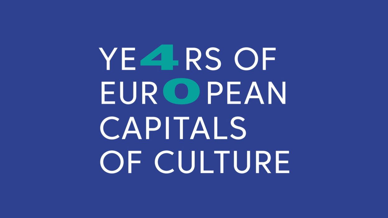 Das Logo der Konferenz hat den Schriftzug 40 Years of European Capitals of Culture.
