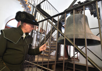 Stefan Weber im Glockenturm des Alten Rathauses