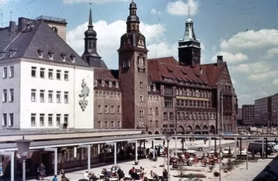 Blick vom Rosenhof auf den Markt, um 1970