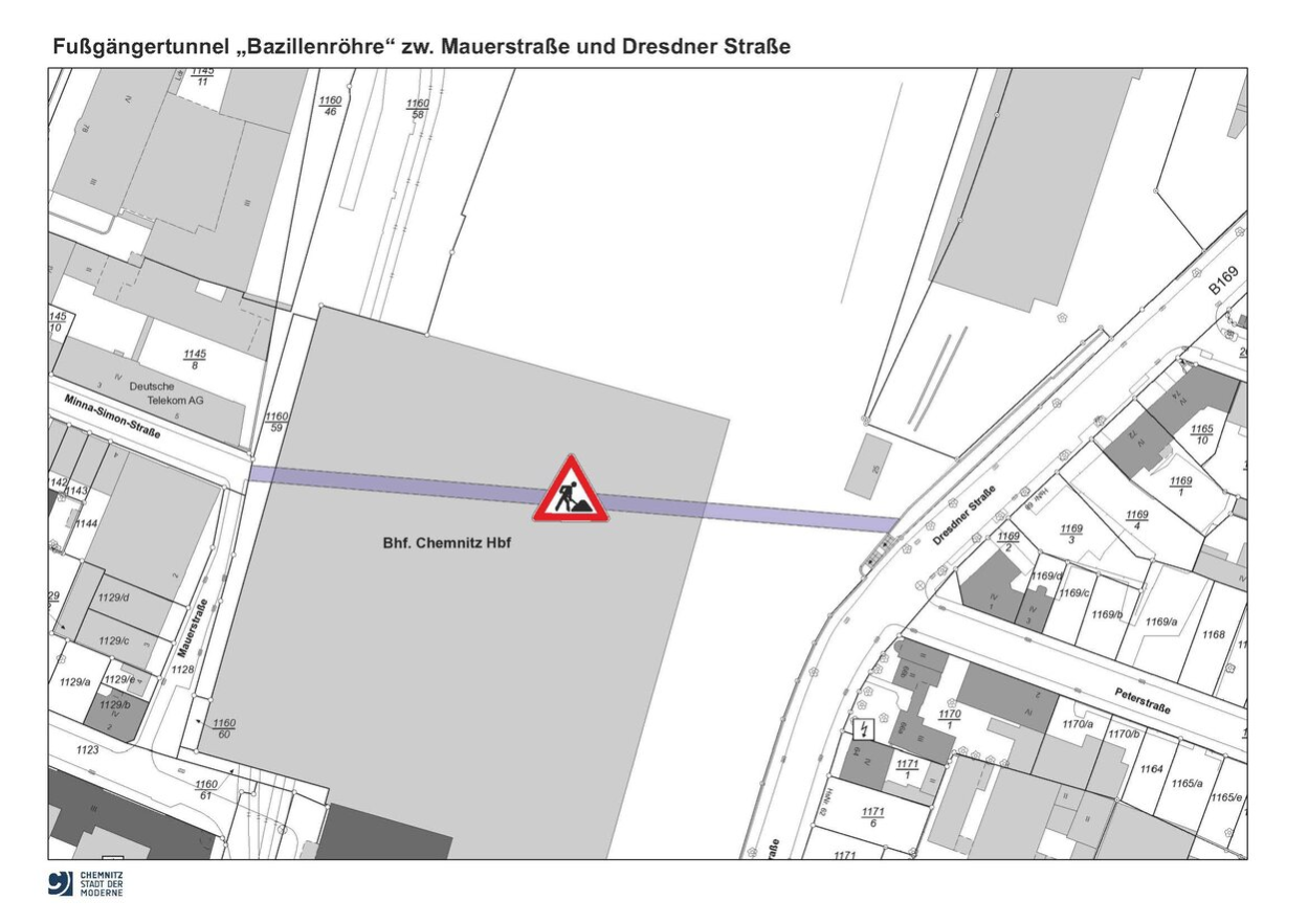 Lageplan des Fußgängertunnels