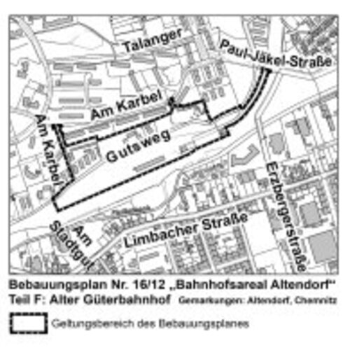 Zveřejnění plánu rozvoje č. 16/12 "Bahnhofsareal Altendorf" Část F: Alter Güterbahnhof - Podejte své připomínky!
