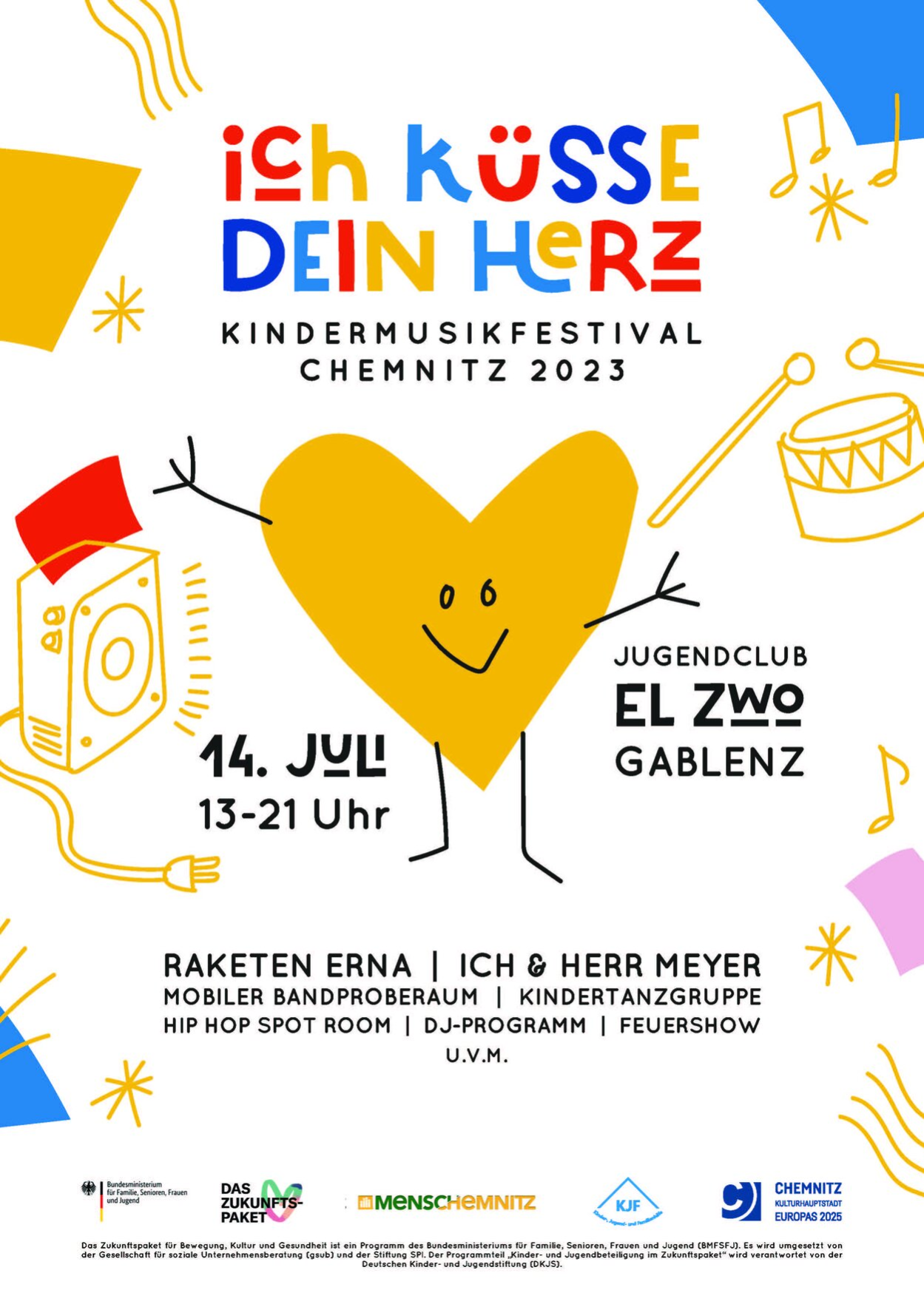Plakat zum Kindermusikfestival "Ich küsse dein Herz"