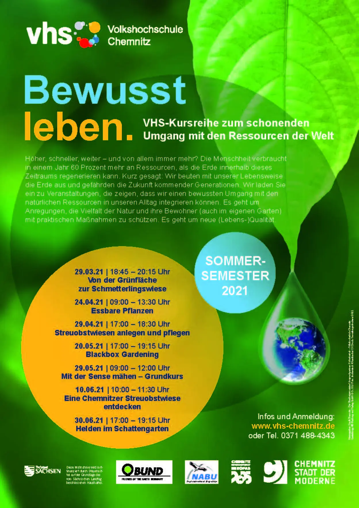 Plakat der Kursreihe "Bewusst leben"