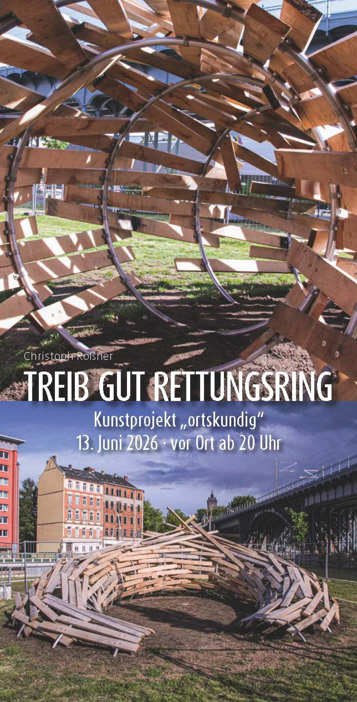 Einladungskarte zur Einweihung des Kunstwerks „Treib Gut Rettungsring“ - Seite 1