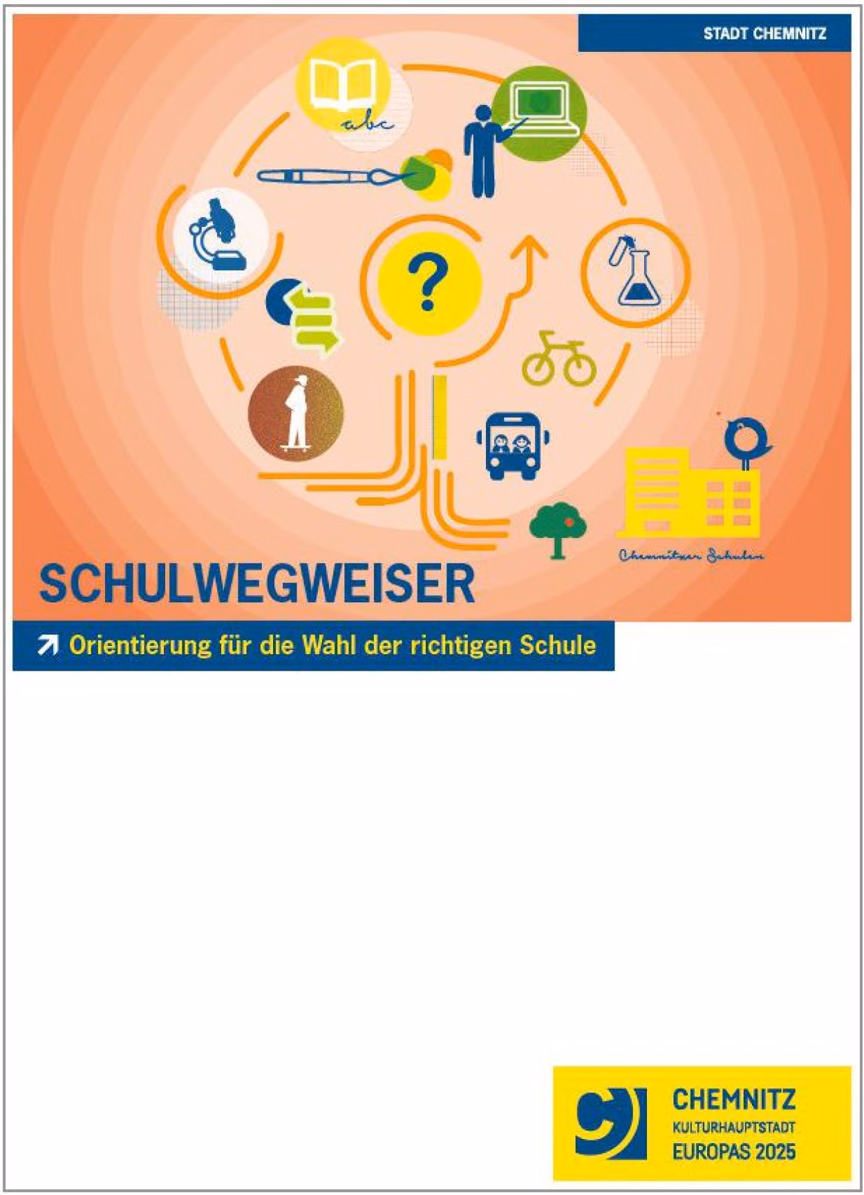 Titel der Broschüre "Schulwegweiser der Stadt Chemnitz"