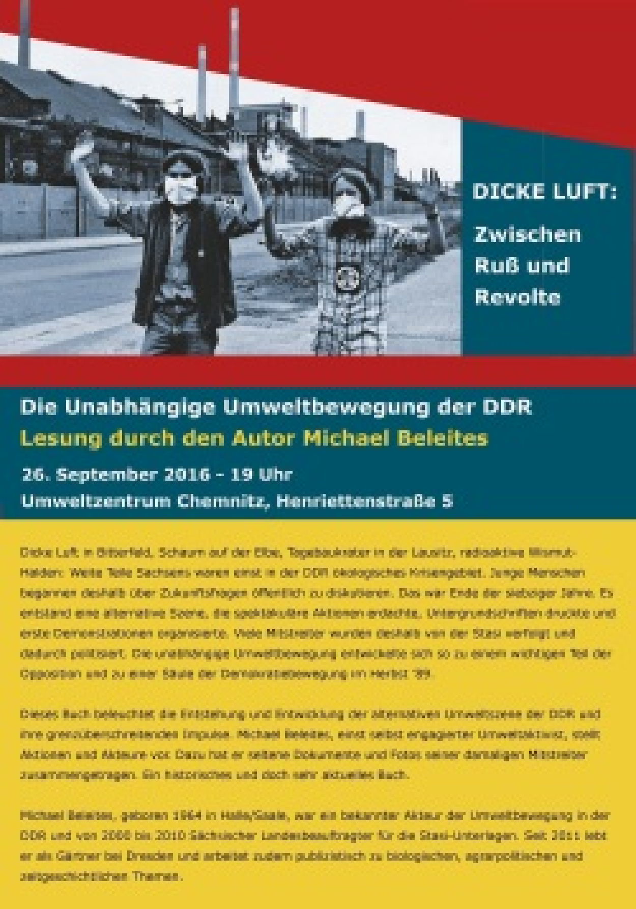 Umweltzentrum Flyer Lesung Michael Beleites