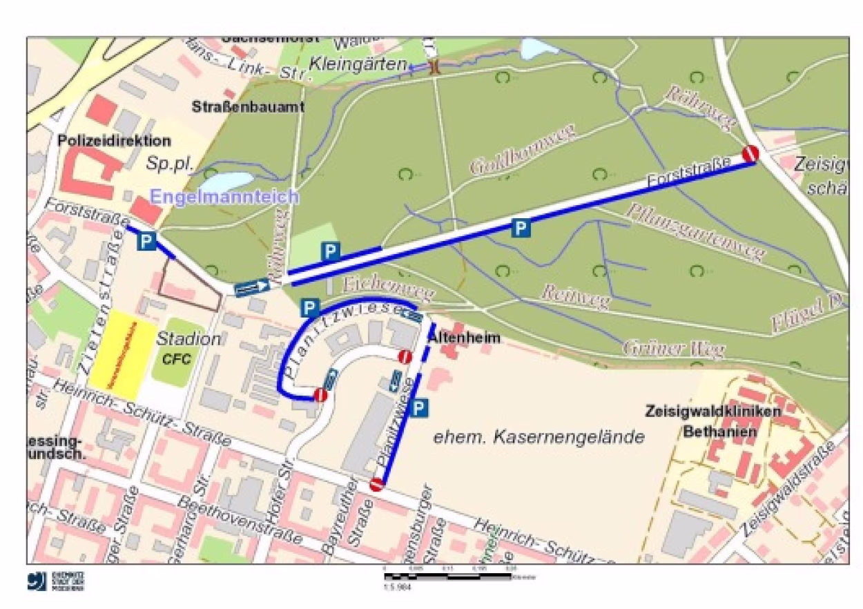 M&ouml;gliche Parkfl&auml;chen f&uuml;r Besucher