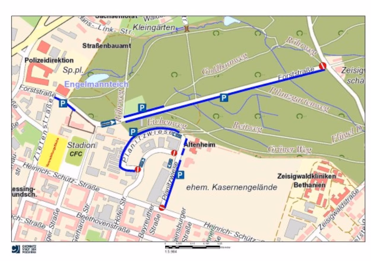 Mögliche Parkflächen für Besucher