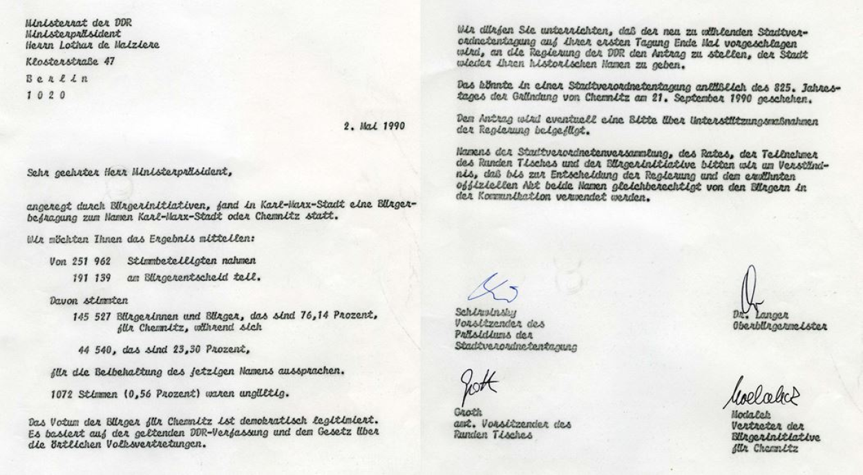 Das Schreiben an Lothar de Maziere zur Rückbenennung blieb unbeantwortet.